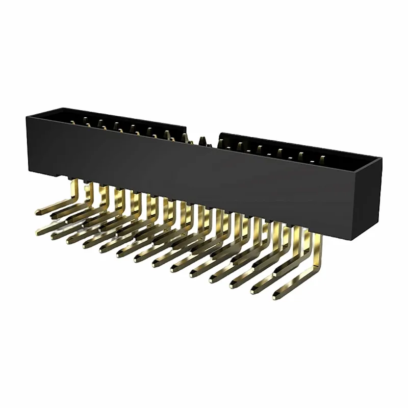 1,27 mm encabezado de caja doble fila de ángulo recto