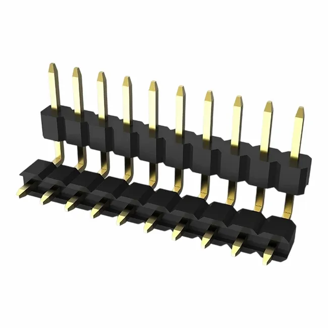 Encabezado de pasador de 2.0 mm solo fila doble espaciador, ángulo recto, inmersión